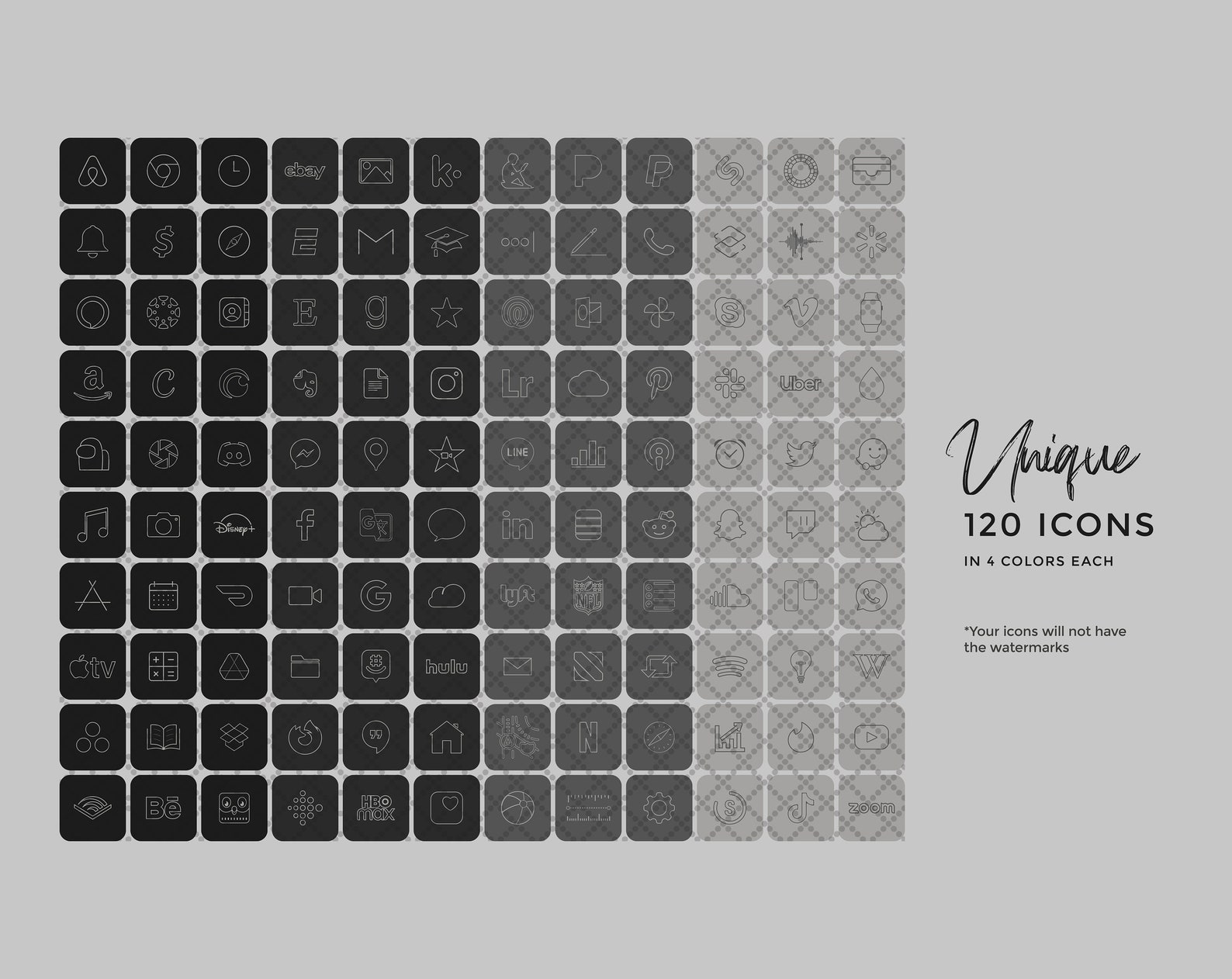 Monogram Ios Black Aesthetic iPad App Icons | Dark Monogram Ios Icon Pack | Black ...