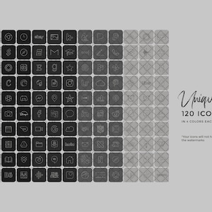 Black Aesthetic iPad App Icons | Dark Monogram Ios Icon Pack | Black