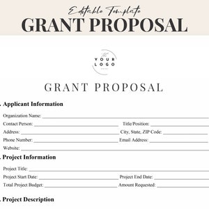Grant Proposal Form Template | Detailed Fill-in-the-Blank Sections | Nonprofit, Education, Research Funding | Editable PDF & WORD