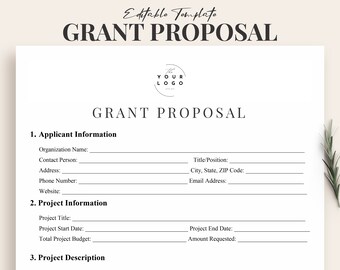 Grant Proposal Form Template | Detailed Fill-in-the-Blank Sections | Nonprofit, Education, Research Funding | Editable PDF & WORD