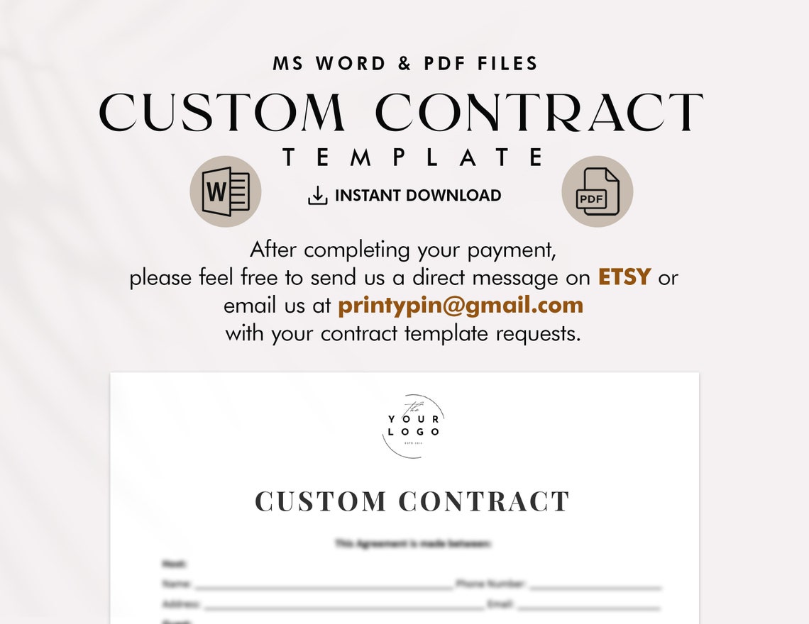 Custom Contract Template | Personalized Agreement Template | Business ...