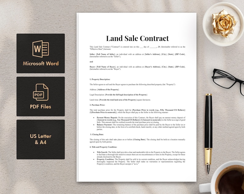 Comprehensive Land Sale Contract Template | Customizable & Detailed