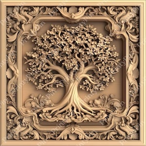 Arquivo de gravação a laser da Árvore da Vida | Arquivo de gravação a laser | Ilusão 3D | PNG para gravação | Glowforge | Design para laser | Queima de PNG | Digital