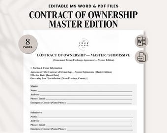 Edizione Master del Contratto di Proprietà – Accordo D/S modificabile, Modello di Scambio di Energia, Documento di Dominanza e Sottomissione, PDF Stampabile