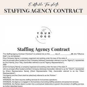 Staffing Agency Contract Template PDF & Word - Professional Employment Agreement for Recruiters, HR Consultants, and Employment Agencies