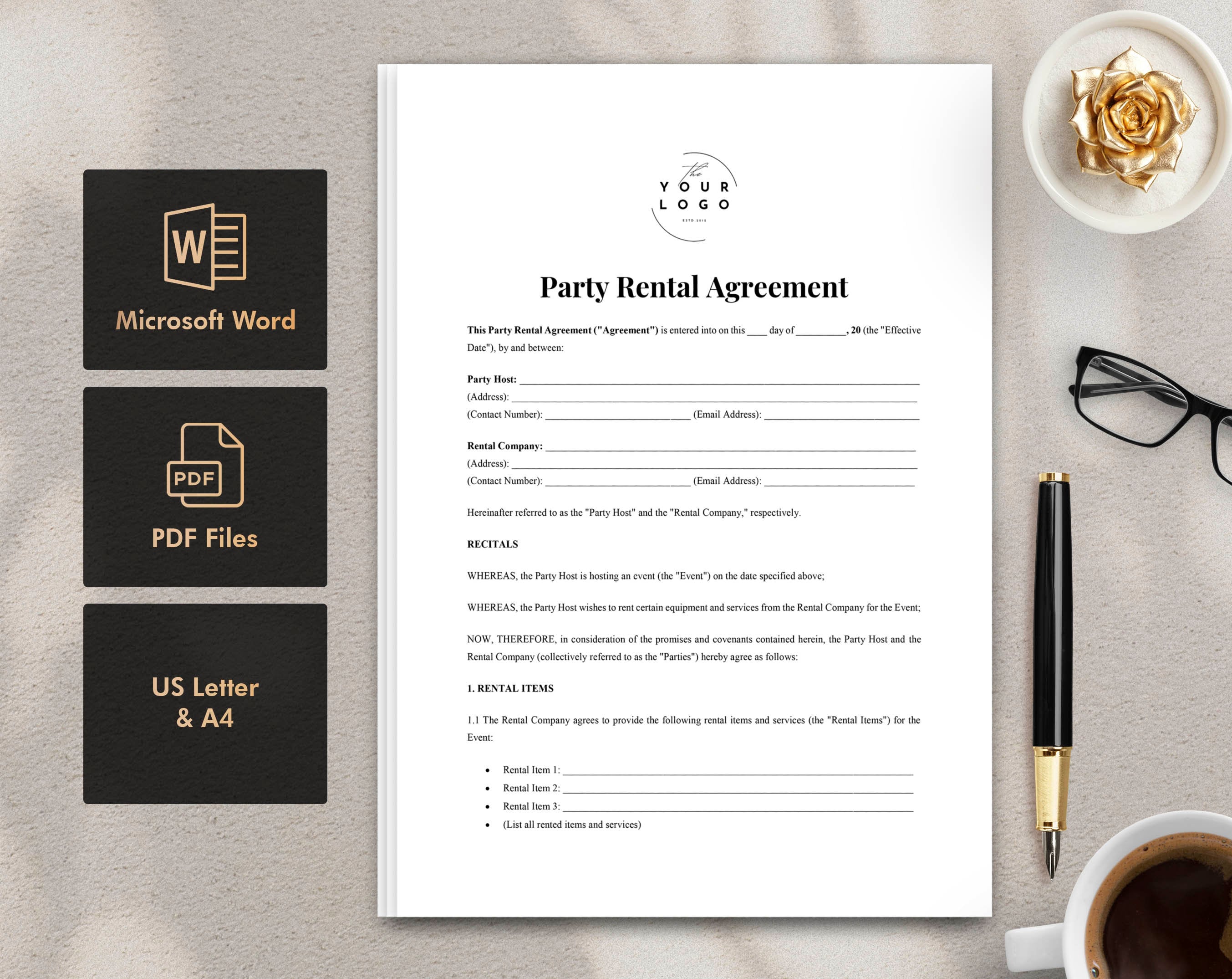 Party Rental Contract Template - Event Equipment Rental Agreement ...