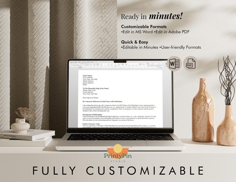 Court Character Reference Letter Template | Editable and Professional ...