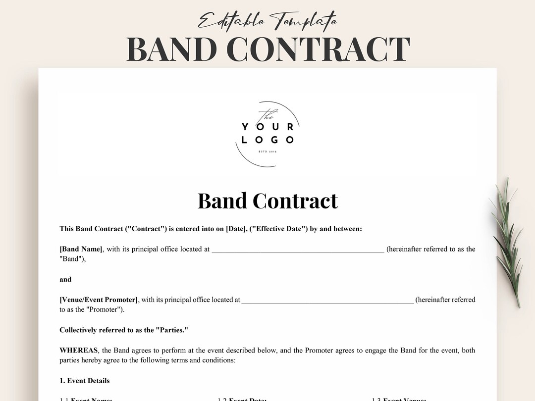 Professional Band Contract Template Customizable Musicians Agreement Professional Band Contract Template Customizable Musicians Agreement