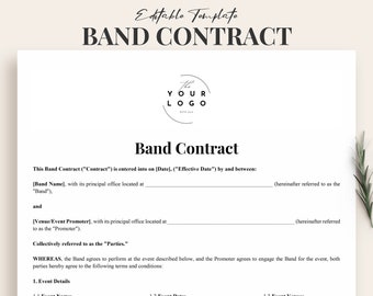 Professional Band Contract Template - Customizable Musicians Agreement for Gigs and Events - Legal Music Performance Contract Form