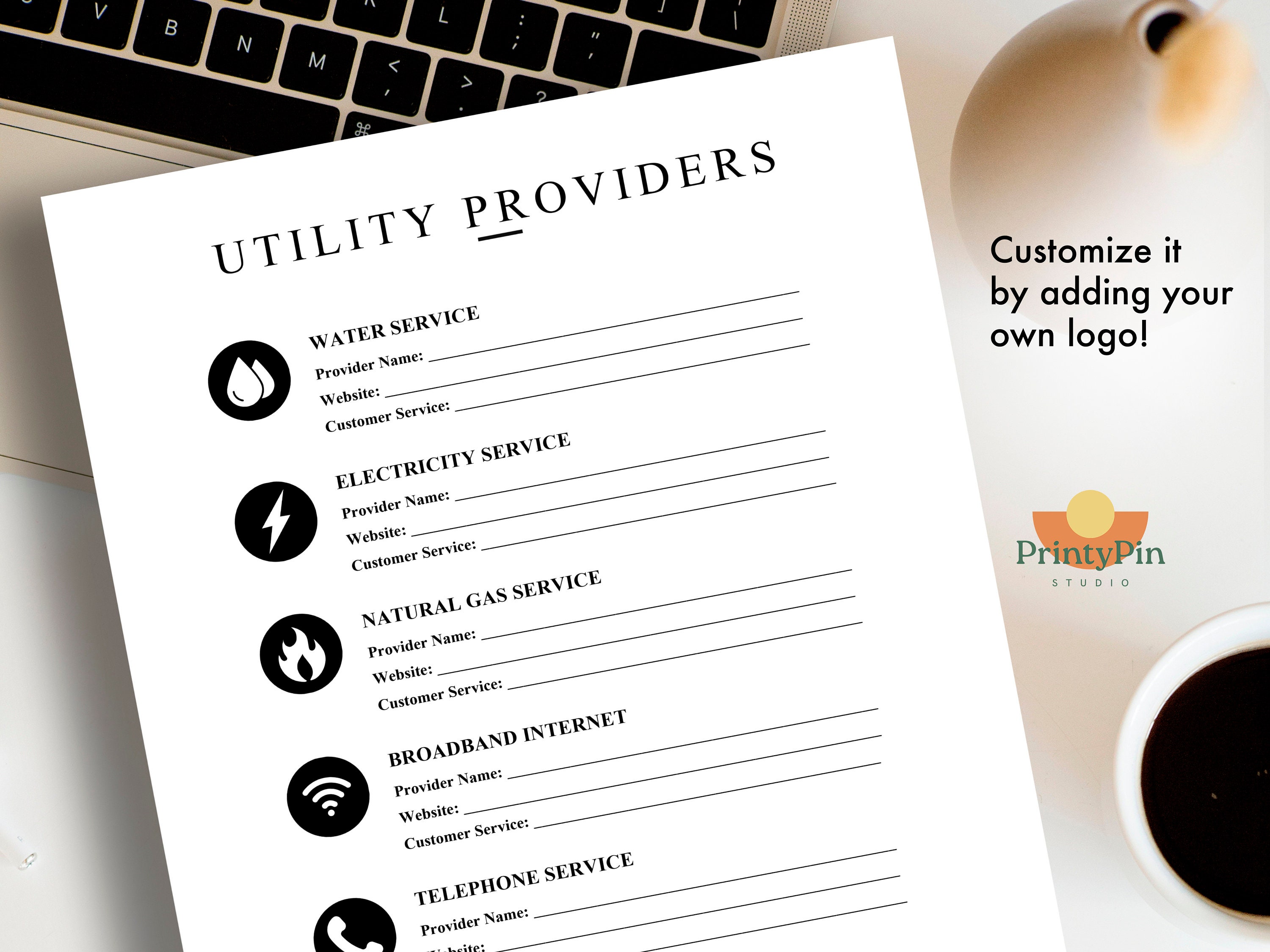 Utilities Checklist Table Real Estate Utility Provider List - Home Utility Contact Sheet - Vendor ...
