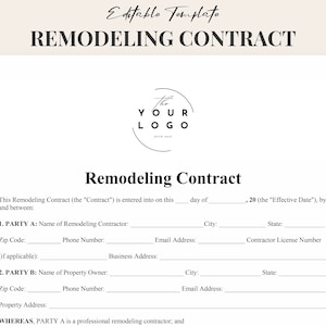 Modello di contratto di ristrutturazione - Proteggi il tuo investimento nella ristrutturazione della casa con un accordo dettagliato e personalizzabile - Word e PDF completi