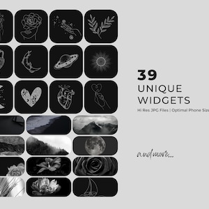 Black Aesthetic iPad App Icons | Dark Monogram Ios Icon Pack | Black