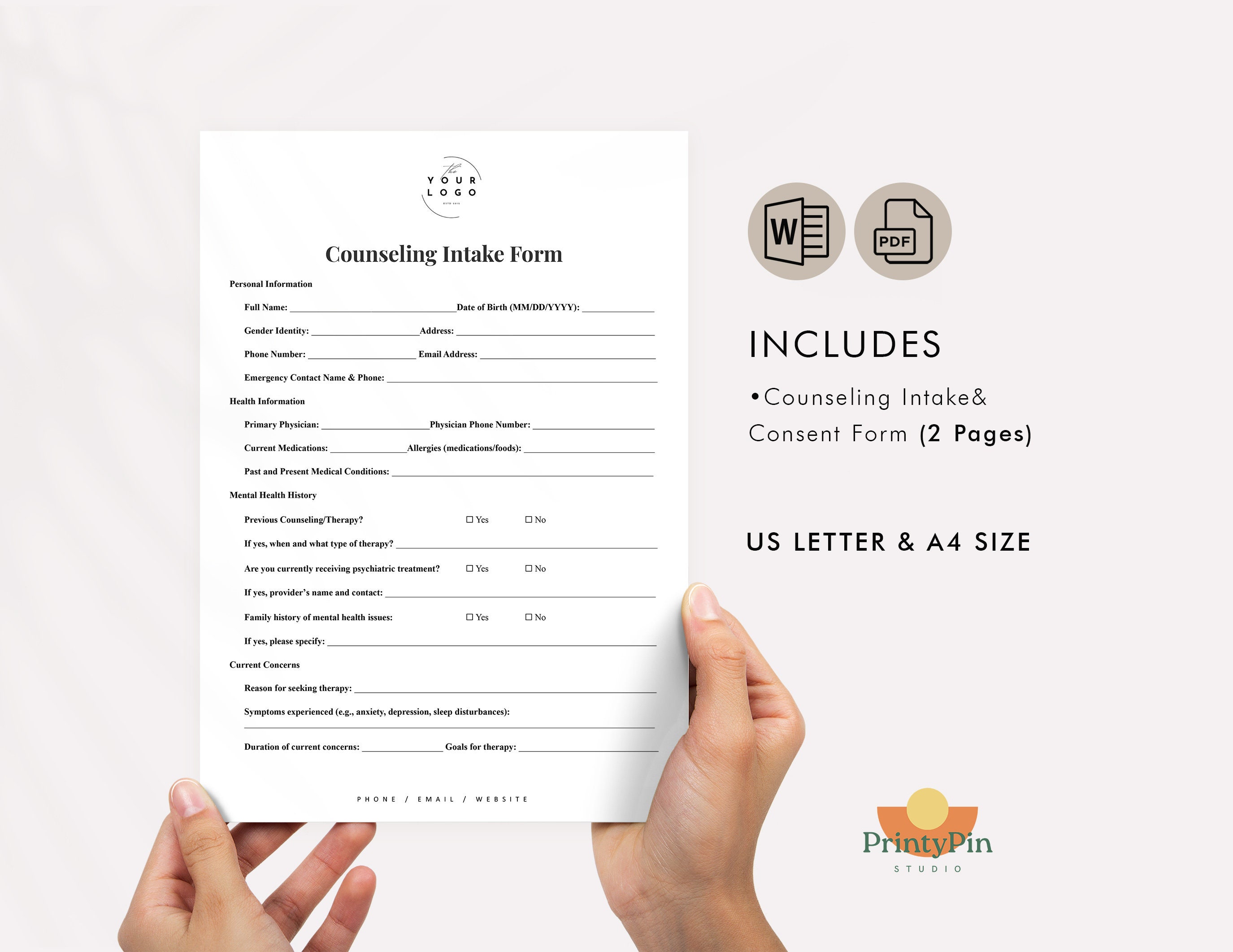 Counseling Intake Form - Printable Therapy Consent Forms - Therapist ...