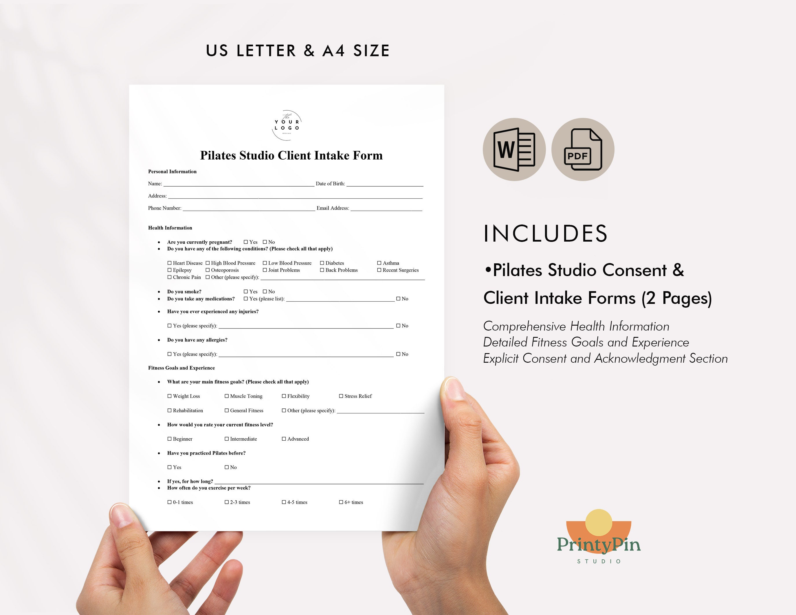 Studio Client Checklist Pilates Studio Client Intake Form Template, Pilates New Client Consent ...