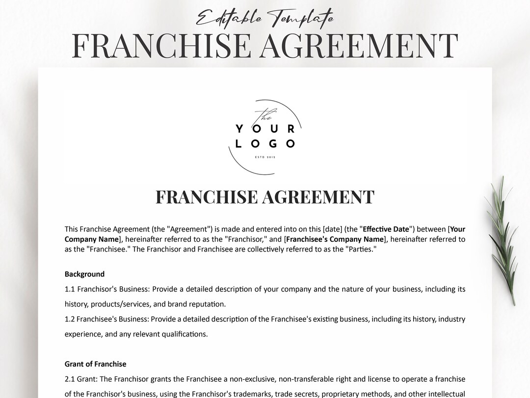 franchise-agreement-template-word-customizable-franchise-contract-pdf-protect-your-business-printypin-etsy