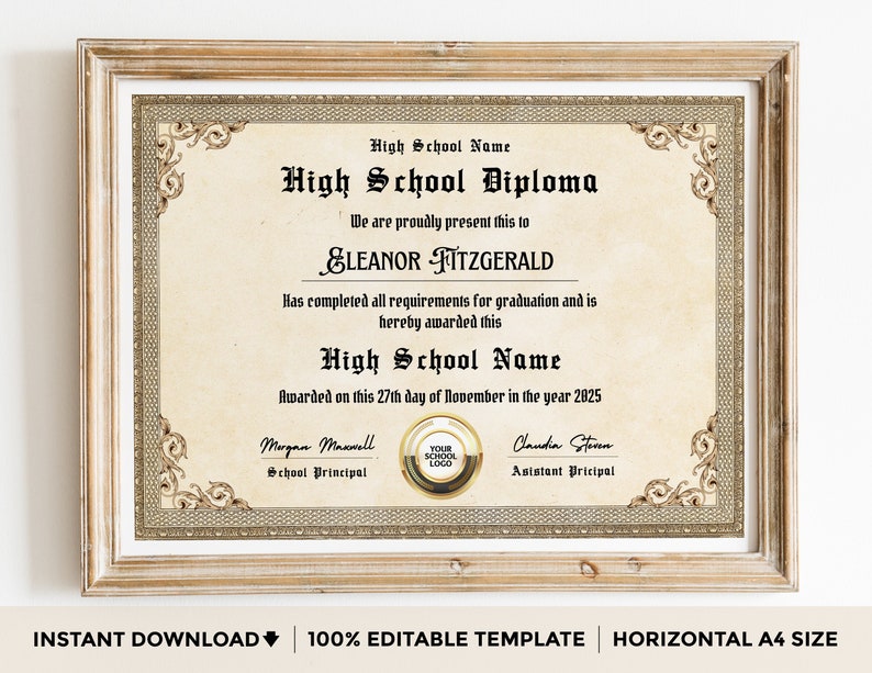 Editable High School Diploma Template Printable Homeschool - Etsy Ireland