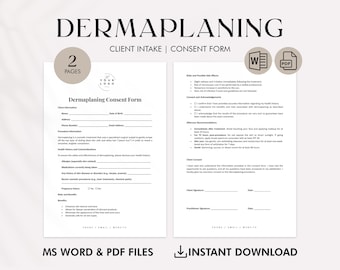 Professional Dermaplaning Consent Form Template - Client Intake for Estheticians and Beauty Salons - Editable WORD & PDF - Dermaplane
