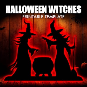 Décoration d'Halloween DIY - Modèle de sorcières de 1,8 m - Modèles de silhouette de sorcière d'extérieur - Trace et découpe imprimables grandeur nature / Pochoirs. PDF