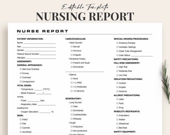 Nursing Report Sheet Med Surg Nurse Report Sheet - A4 - US Letter Size