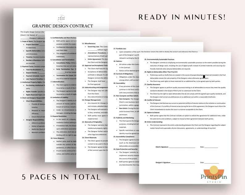 Graphic Design Contract Template | Comprehensive Freelance Graphic ...