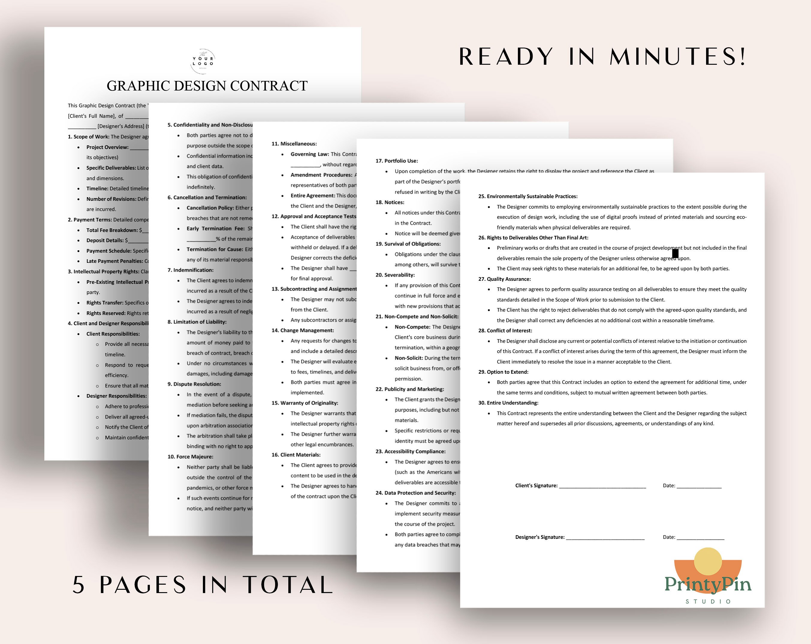 Creative Contract Example Graphic Design Contract Template | Comprehensive Freelance Graphic ...