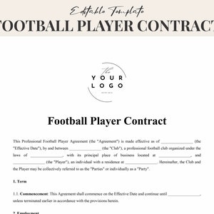 Football Player Contract Template Professional Sports Agreement Football Player Contract Template Professional Sports Agreement