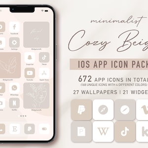 Neutrale Palette App Icons iOS 14,15,16 iOS Icons Ästhetische, Beige iOS Icons, Creme Icon Pack, iPhone Icons Minimalist, Ästhetischer Startbildschirm
