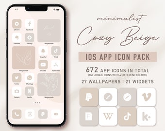 Neutral Palette App Icons iOS 14,15,16 iOS Icons Aesthetic, Beige iOS Icons, Cream Icon Pack, iPhone Icons Minimalist, Aesthetic Home Screen