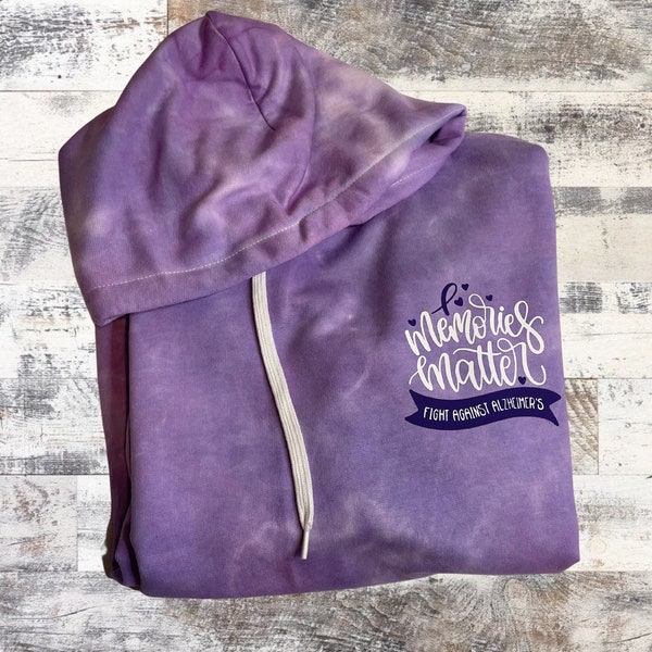 Memories Matter//Fight Against Alzheimers// tie dye sweatshirt// tie dye sweater//purple tie dye