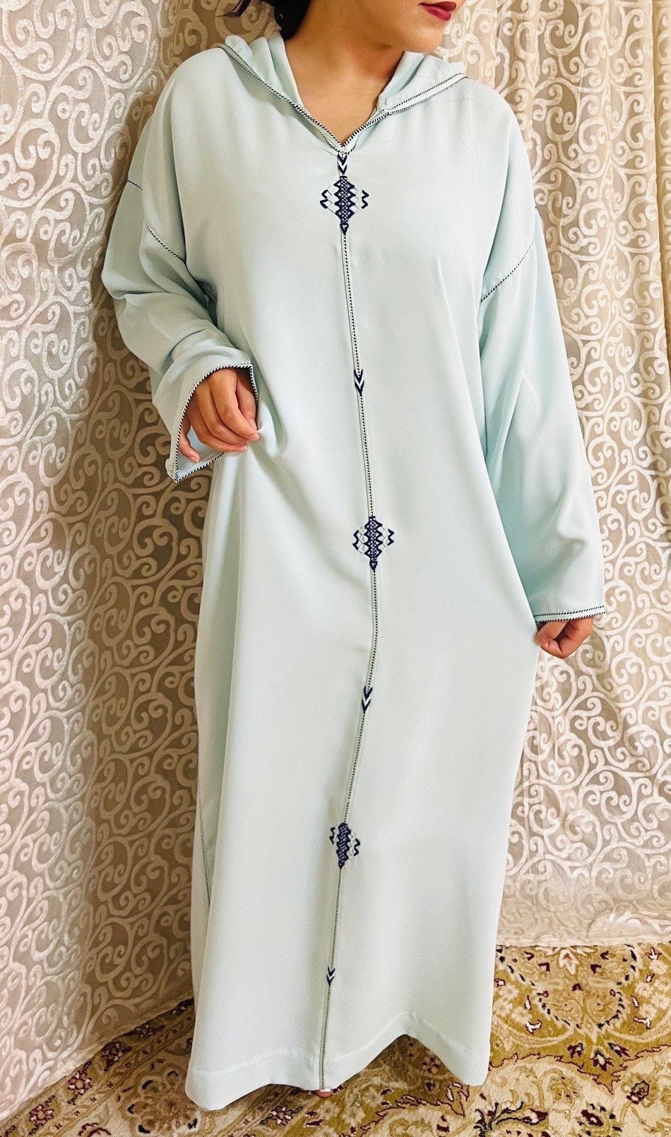 Djellaba vert eau new arrivals