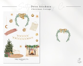 Christmas Cottage- Winter Deco Stickers | Planner Stickers | Functional and Minimal Planner Stickers Stickers | Journaling Stickers