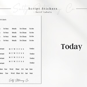 WEEKLY LABELS - Serif font | Planner Stickers | Functional and Minimal Planner Stickers | Journaling Stickers
