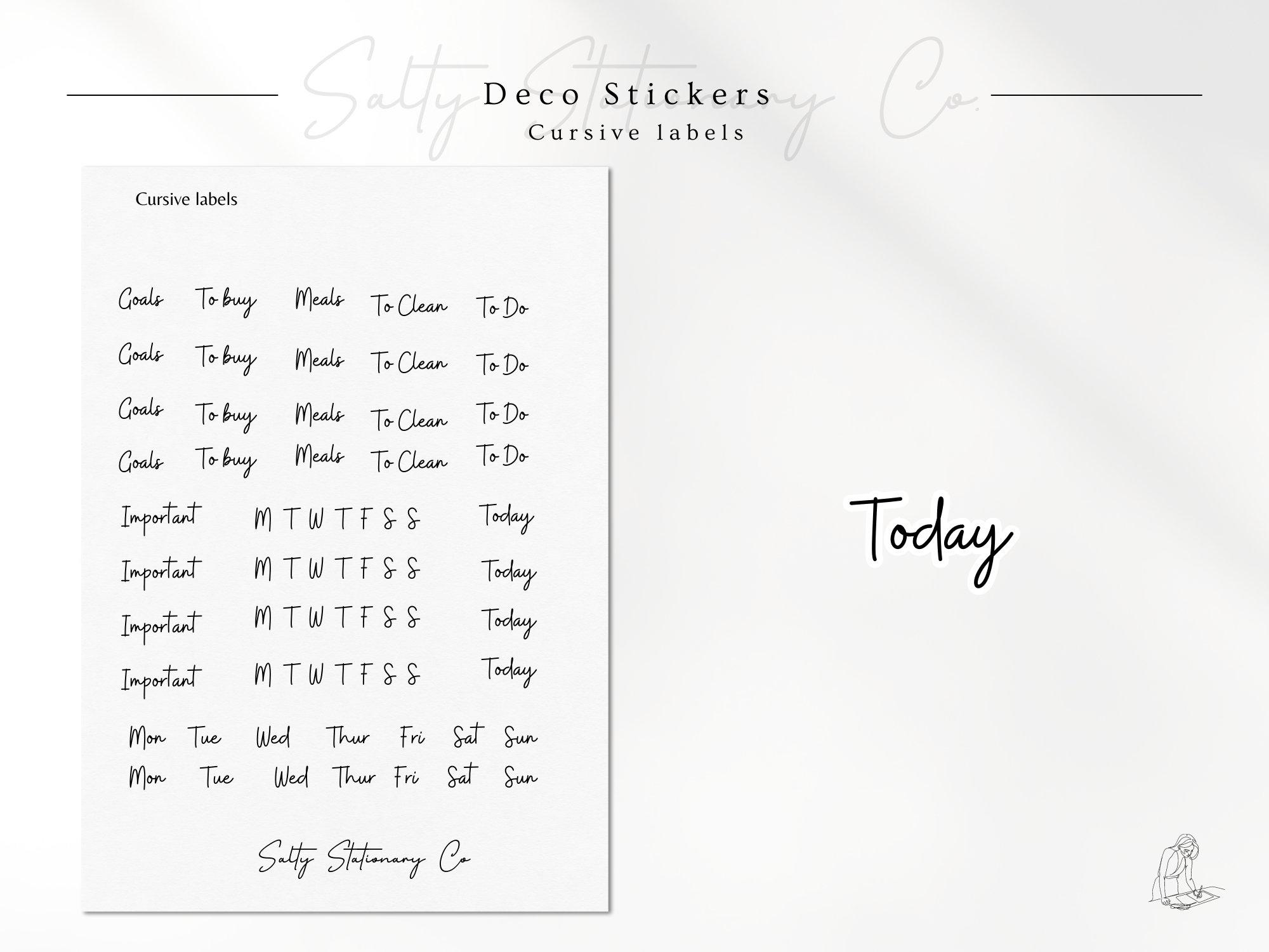 WEEKLY LABELS - Cursive Font | Planner Stickers | Functional and ...