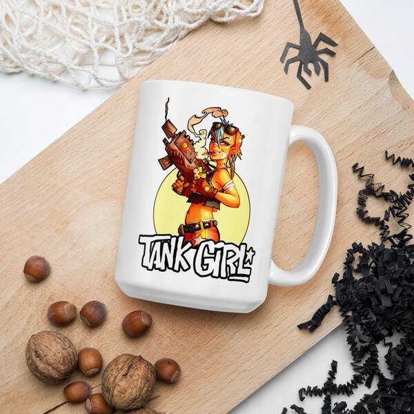 Tank Girl Tasse, Tank Girl Kaffeetasse, Tank Girl Fächertasse, Tank Girl Comic Tasse, Tank Keramik Becher