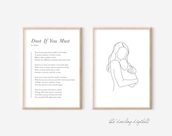Dust If You Must poem + line drawing