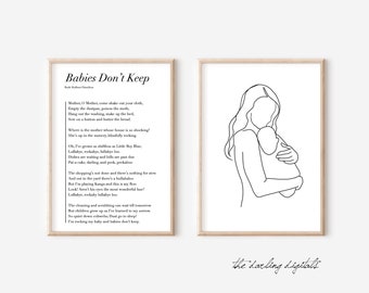 Babies Don't Keep poem + line drawing