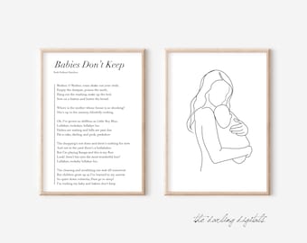 Babies Don't Keep poem + line drawing