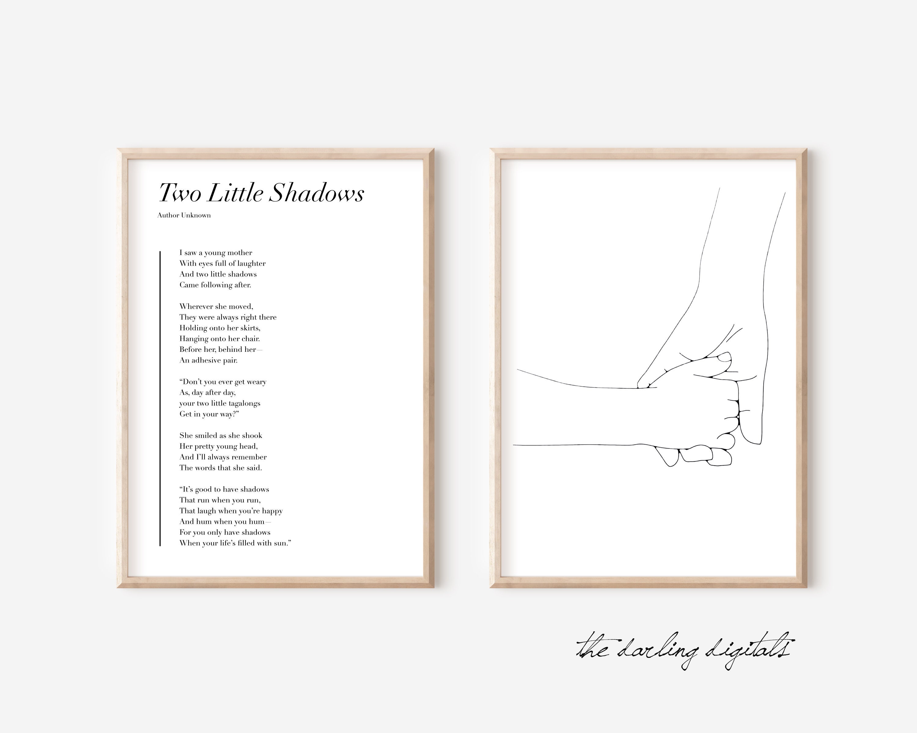 Two Little Shadows poem + line drawing