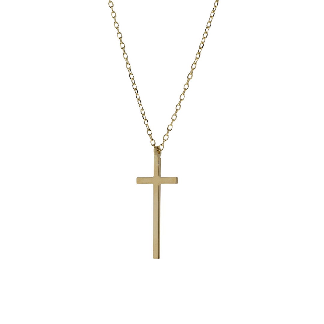 Gold Cross Necklace 14K, Small Gold Cross Necklace for Women, Handmade ...