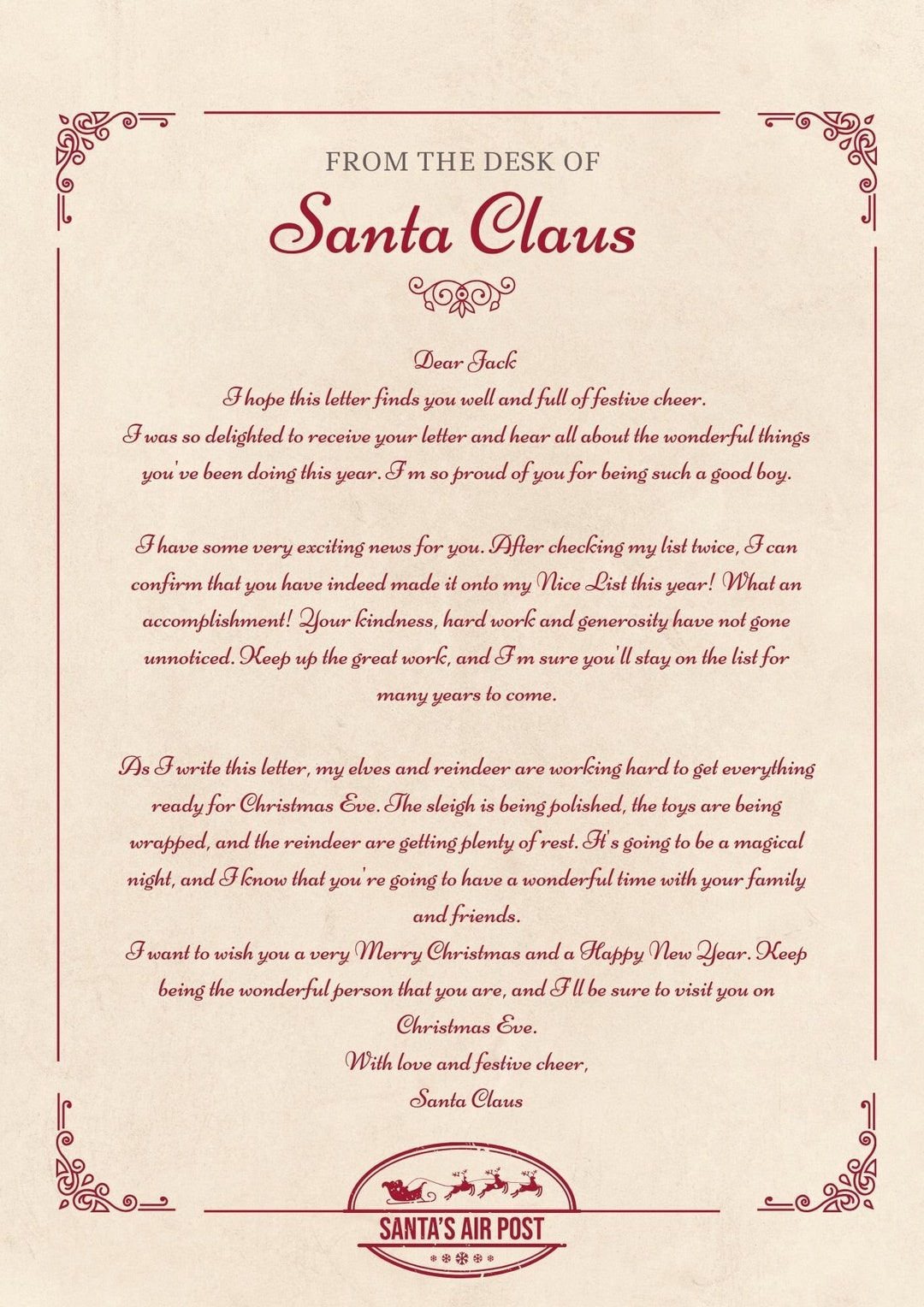 Customisable Letter From Santa Instant Download Editable Canva Link - Etsy