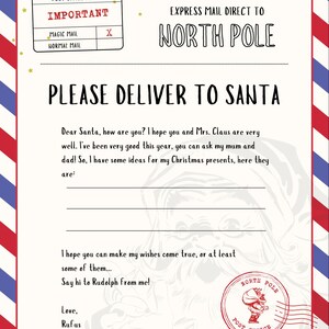 Cartas personalizables para y de Papá Noel - Descarga instantánea - Enlace editable de Canva