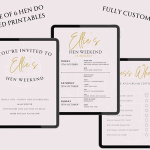 Hen Party Itinerary | Hen Do Templates | Hen Weekend Games | Bridal Shower | Bachelorette Party Games | Bride to Be | Bridal Quiz | Hen Game