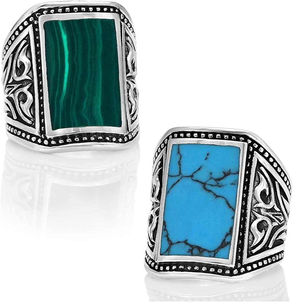 Mens Black Onyx Silver Ring Classic Gemstone Jewelry Etsy