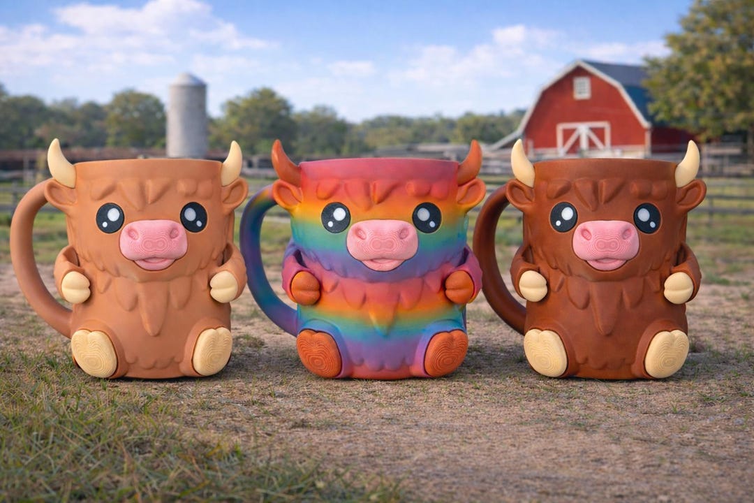Kälteschutz Griff Für Eis Highland Cow Eisbecher-Halter – 473 Ml, Mit Kühlgriff & Snackfach, Lustiges Rinder-Design, Für Picknick & Kino
