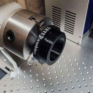 Laser Rotary Chuck adapter for Yeti Rambler bottles with threaded lids.