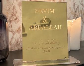 Islamic personalized wedding gift as a standee