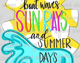 Boat Waves Sun Rays and Summer days- png file- digital download- sublimation file- digital artwork
