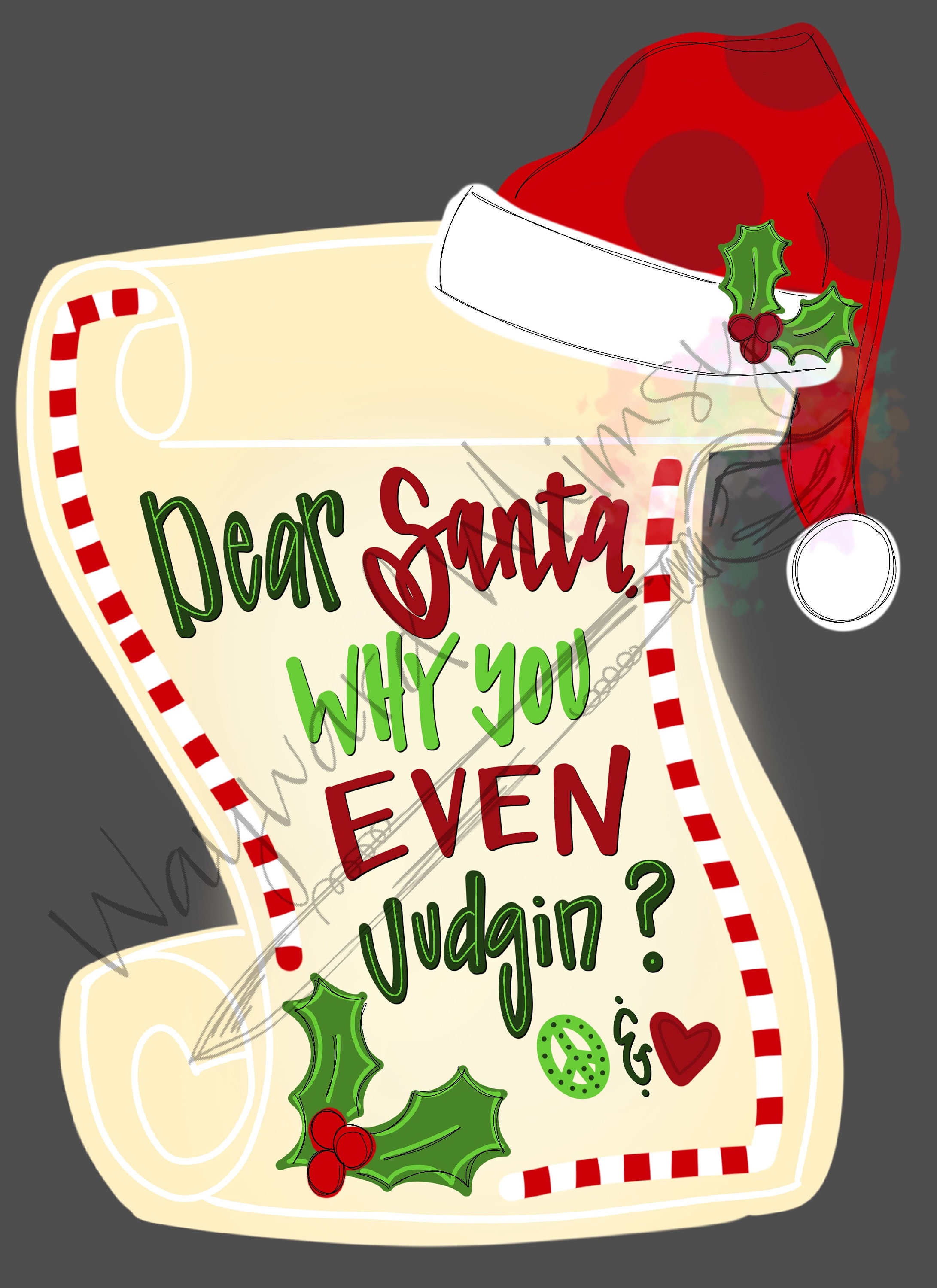 Dear Santa Christmas Letter to Santa Claus St. Nick Png File Digital