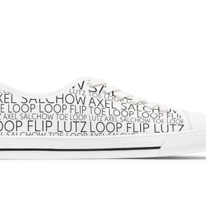 Figure Skating Jump Names Low Top Women&#39;s Sneakers, Figure Skater Gift, Converse Style Shoe for Ice Skaters