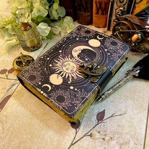 Sun and Moon Blank Spell Book of Shadows Grimoire Journal Handmade ...